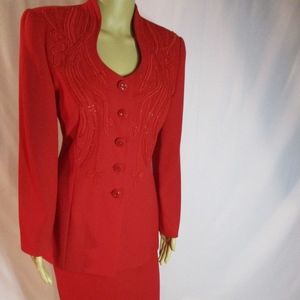 Red 2 Piece Anne French Suit